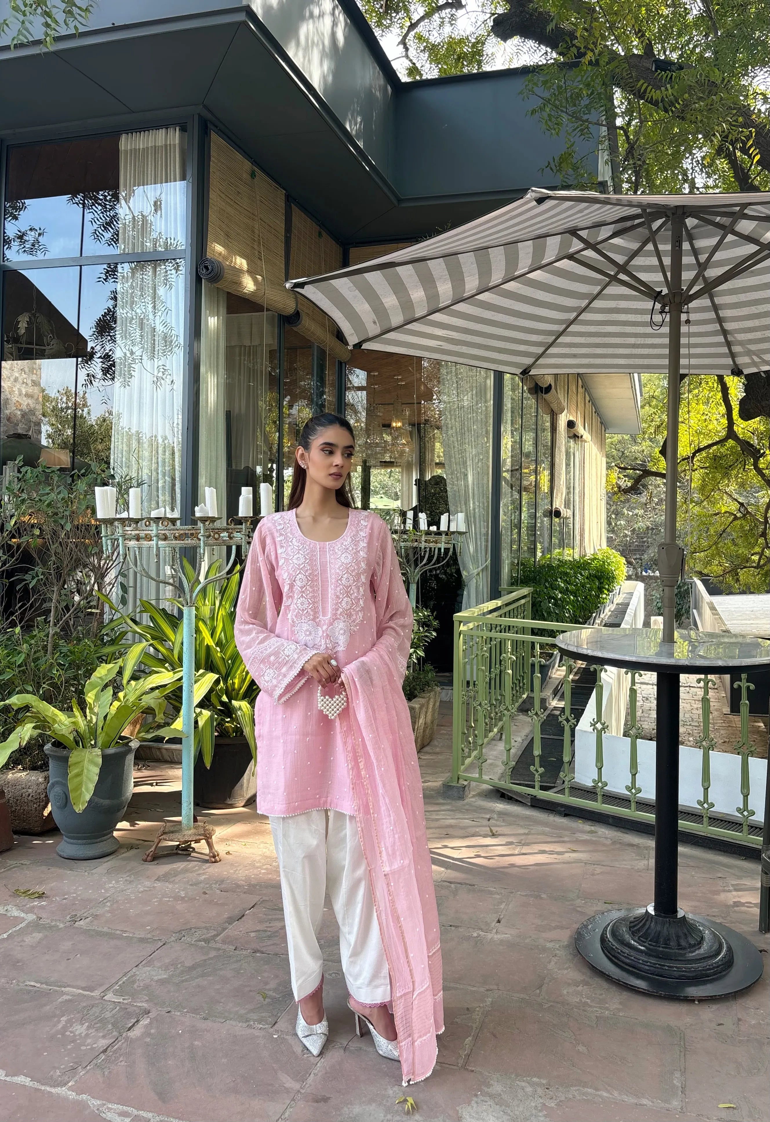 Meera Pink Handwork Chikankari Farshi by Pyoor with delicate handcrafted detailing