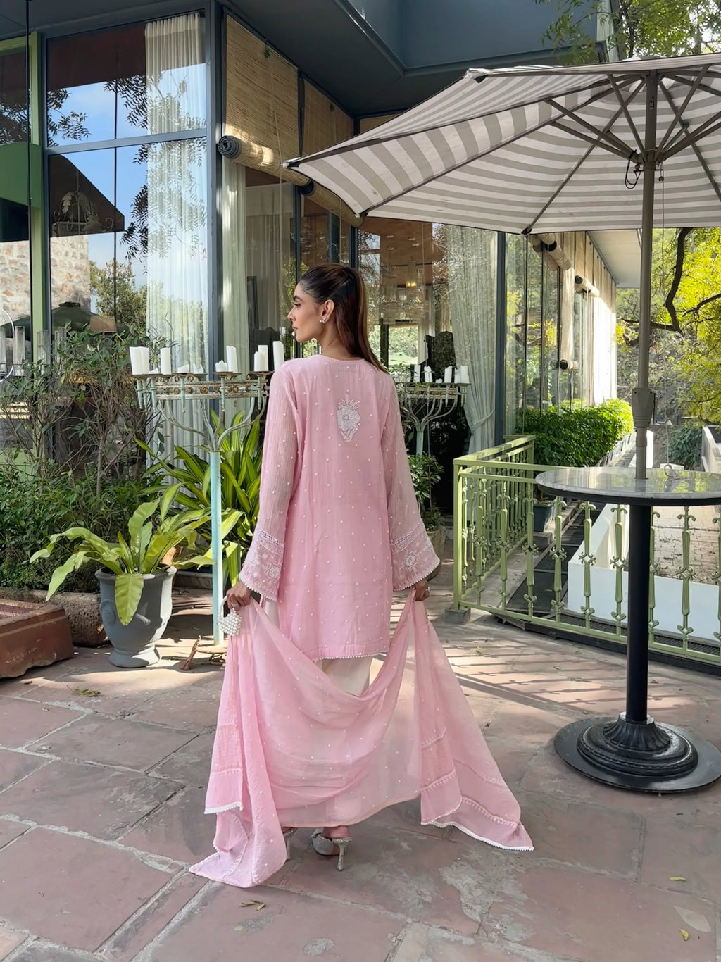 Graceful Meera Pink Handwork Chikankari Farshi by Pyoor with fine detailing