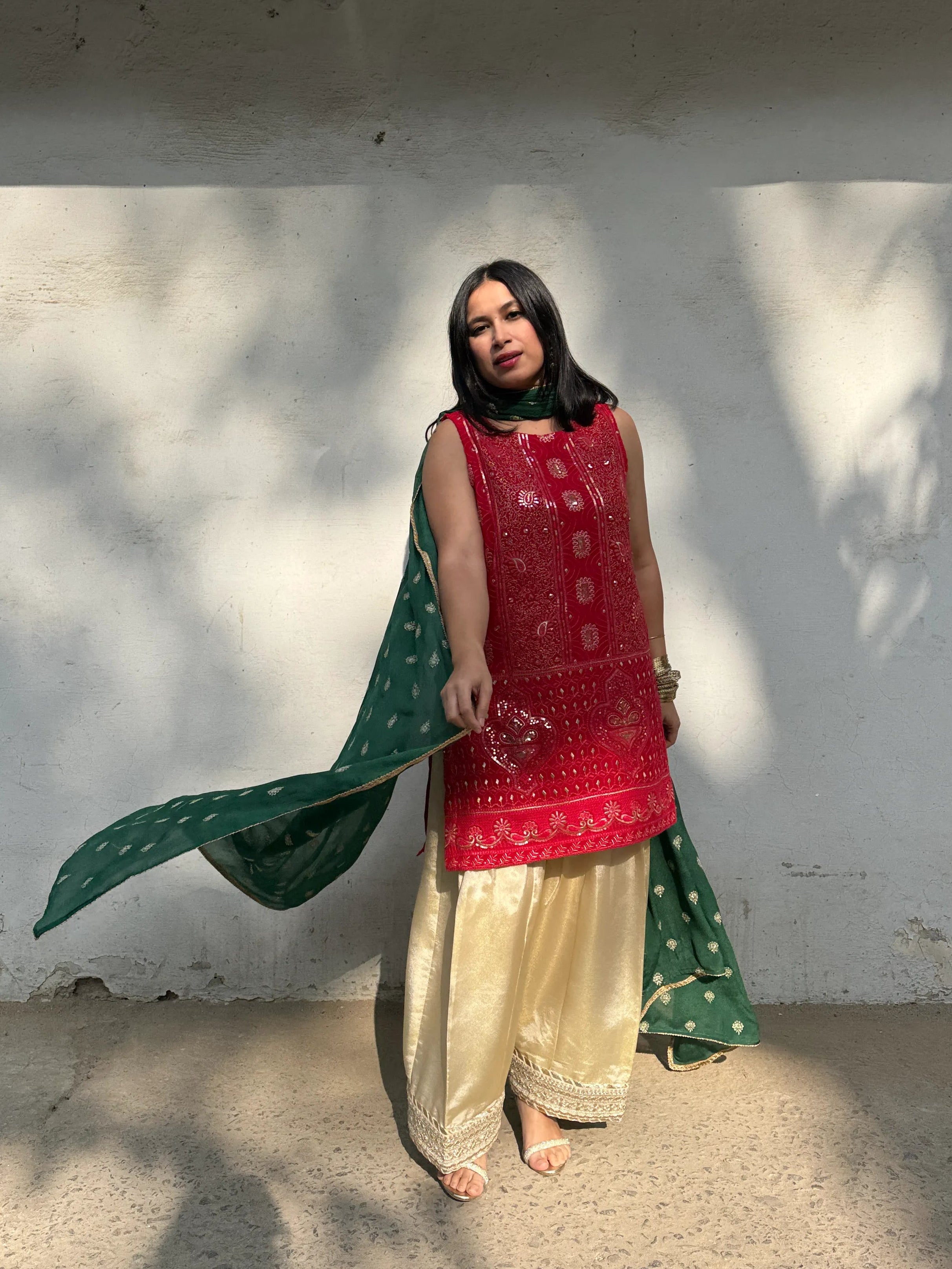 Mehreen Wedding Farshi Set Pyoor wedding wear with tissue salwar and chinon dupatta