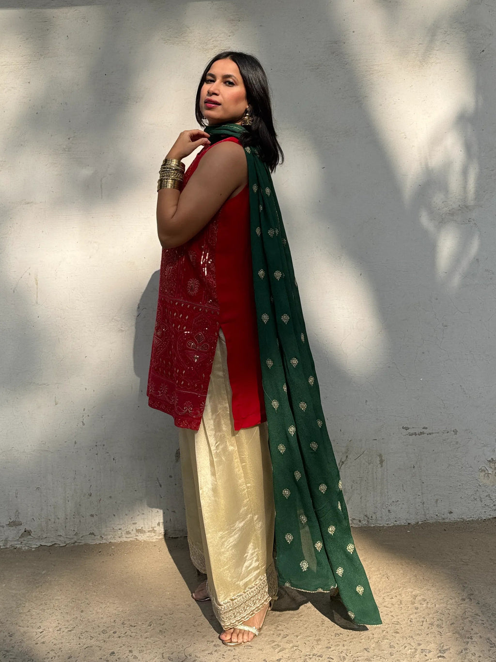 Mehreen Wedding Farshi Set by Pyoor with heavy embroidery on kurta, salwar and dupatta