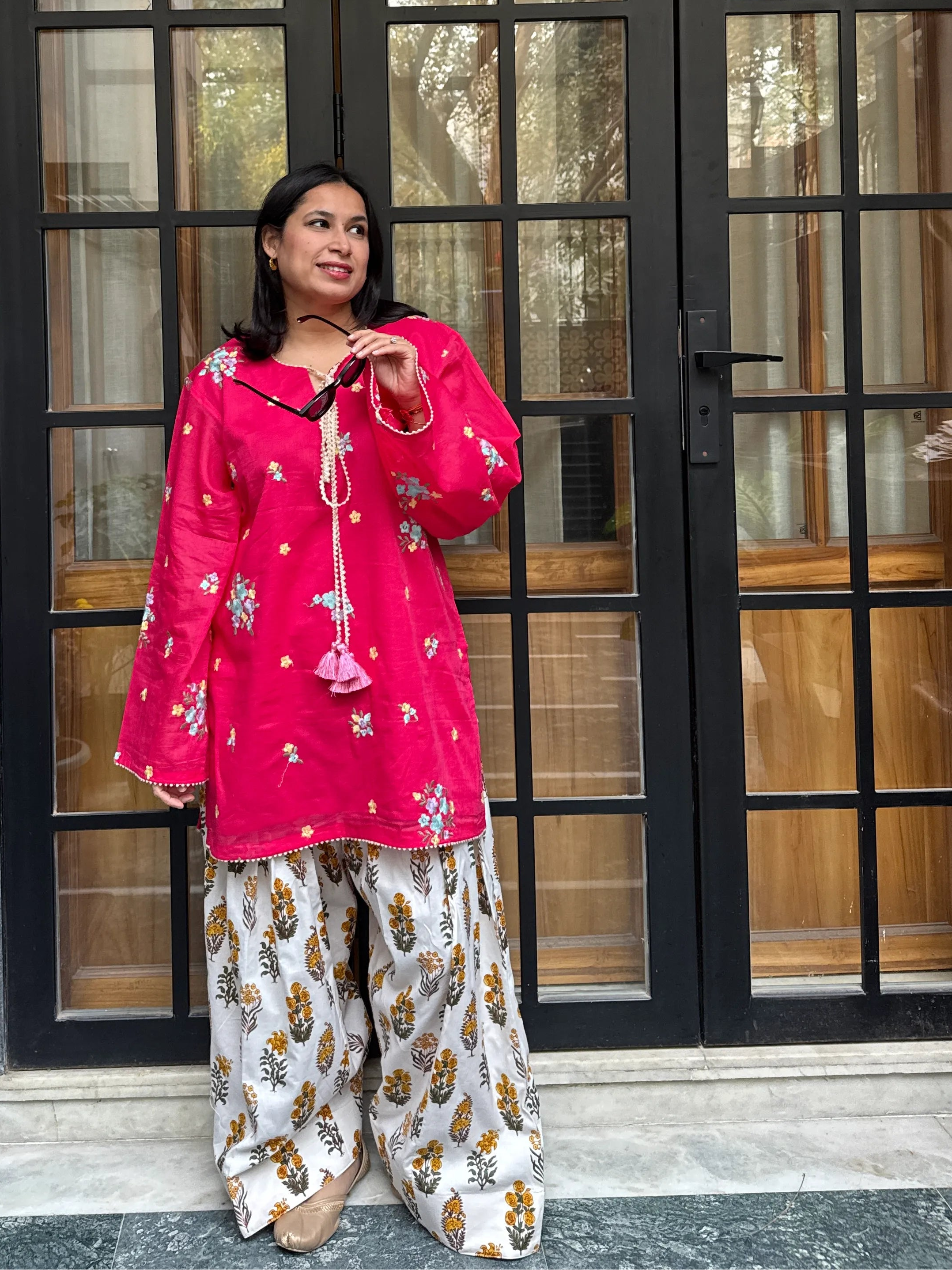 Myra Mul chanderi Floral Farshi by Pyoor two piece set with cotton farshi salwar