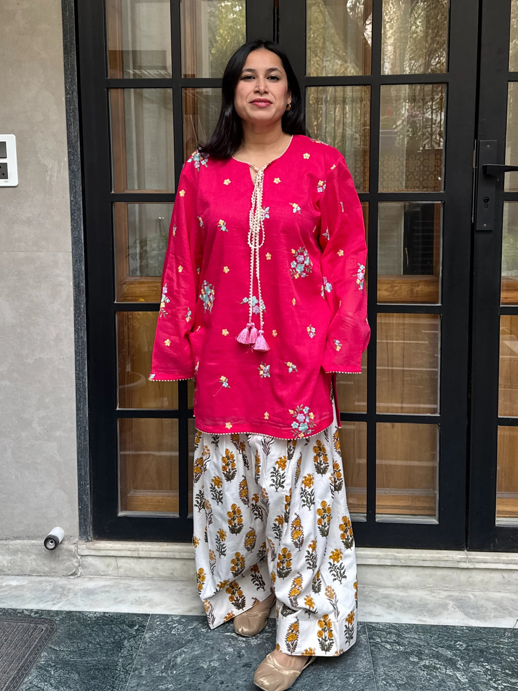 Myra Mul chanderi Floral Farshi by Pyoor kurta fabric Mal Chanderi salwar cotton