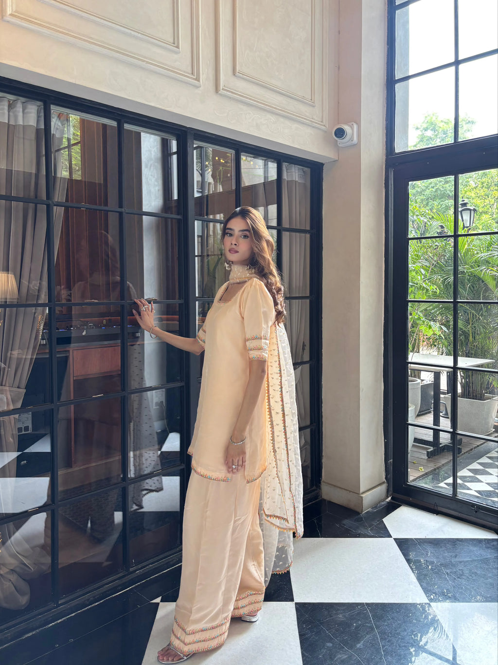 Nazm Peach Silk Farshi Set