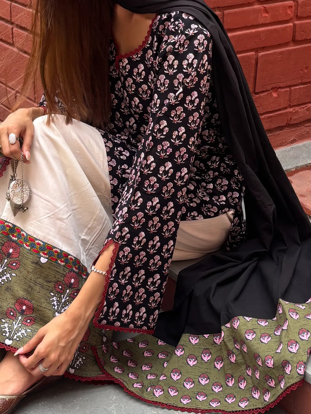 Pyoor's Noori Cotton Block Printed Set featuring an oversized fit and flared palazzo