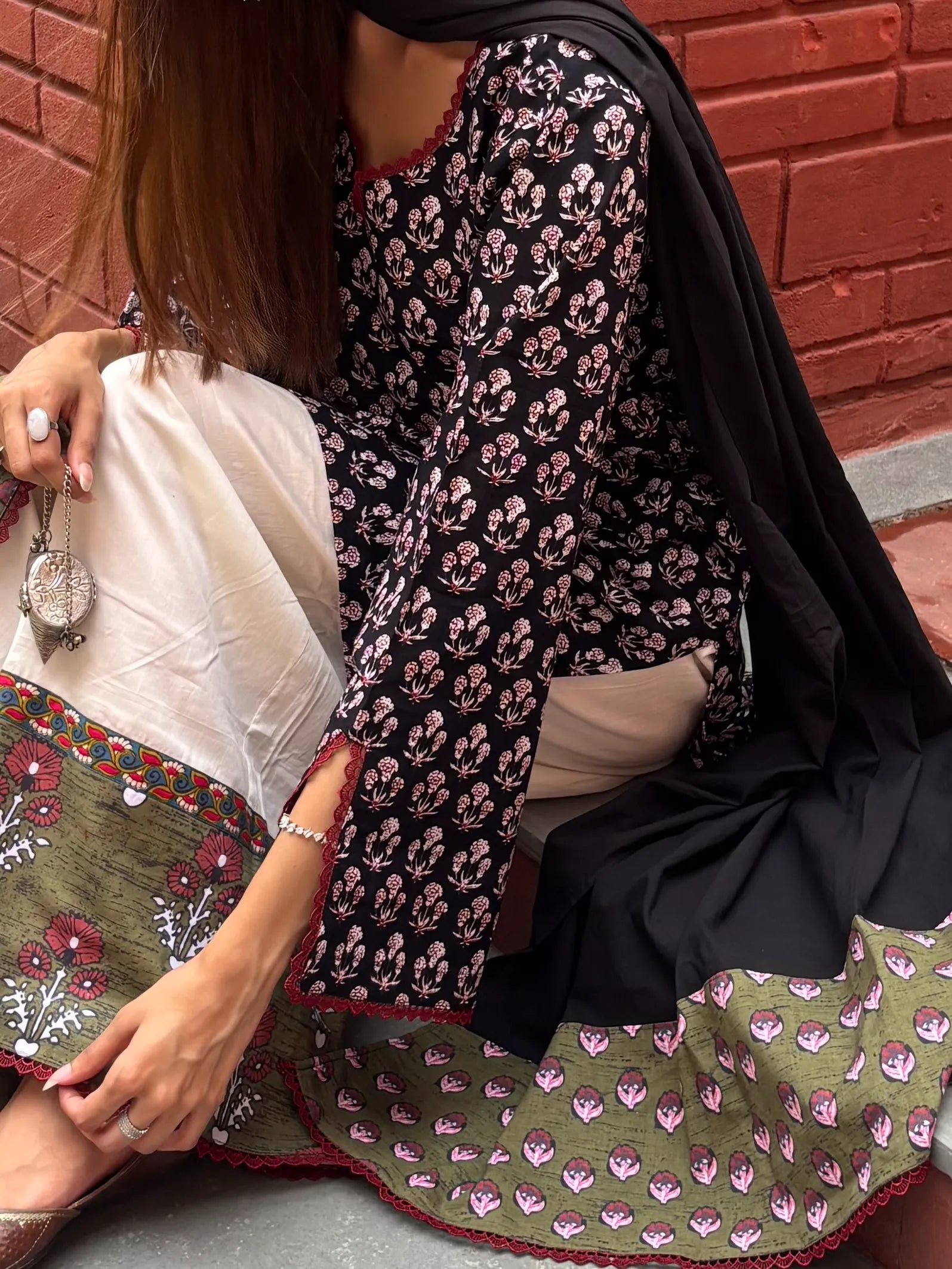 Pyoor's Noori Cotton Block Printed Set featuring an oversized fit and flared palazzo