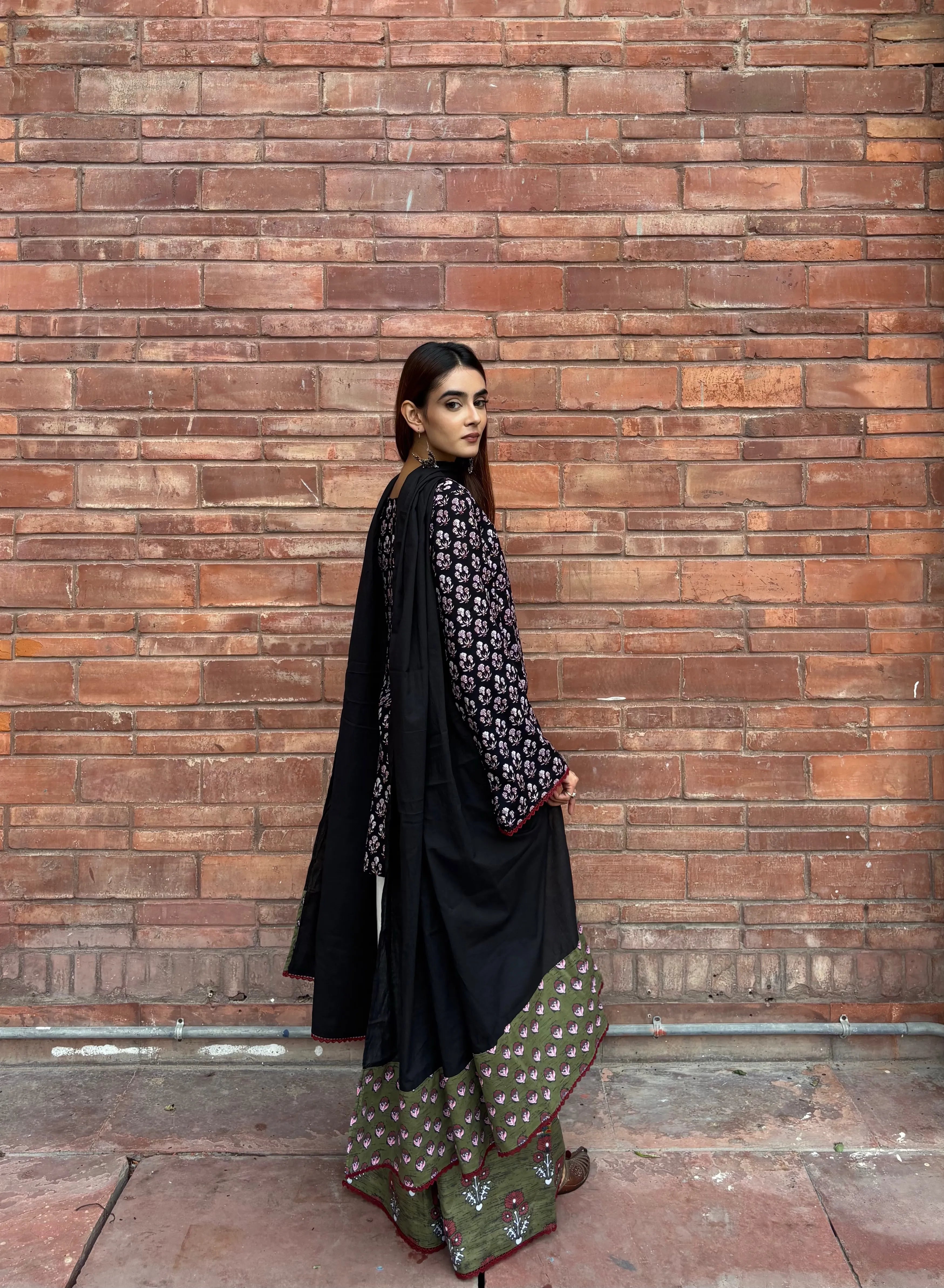 Noori Cotton Block Printed Set with hand block print patches, Pyoor collection