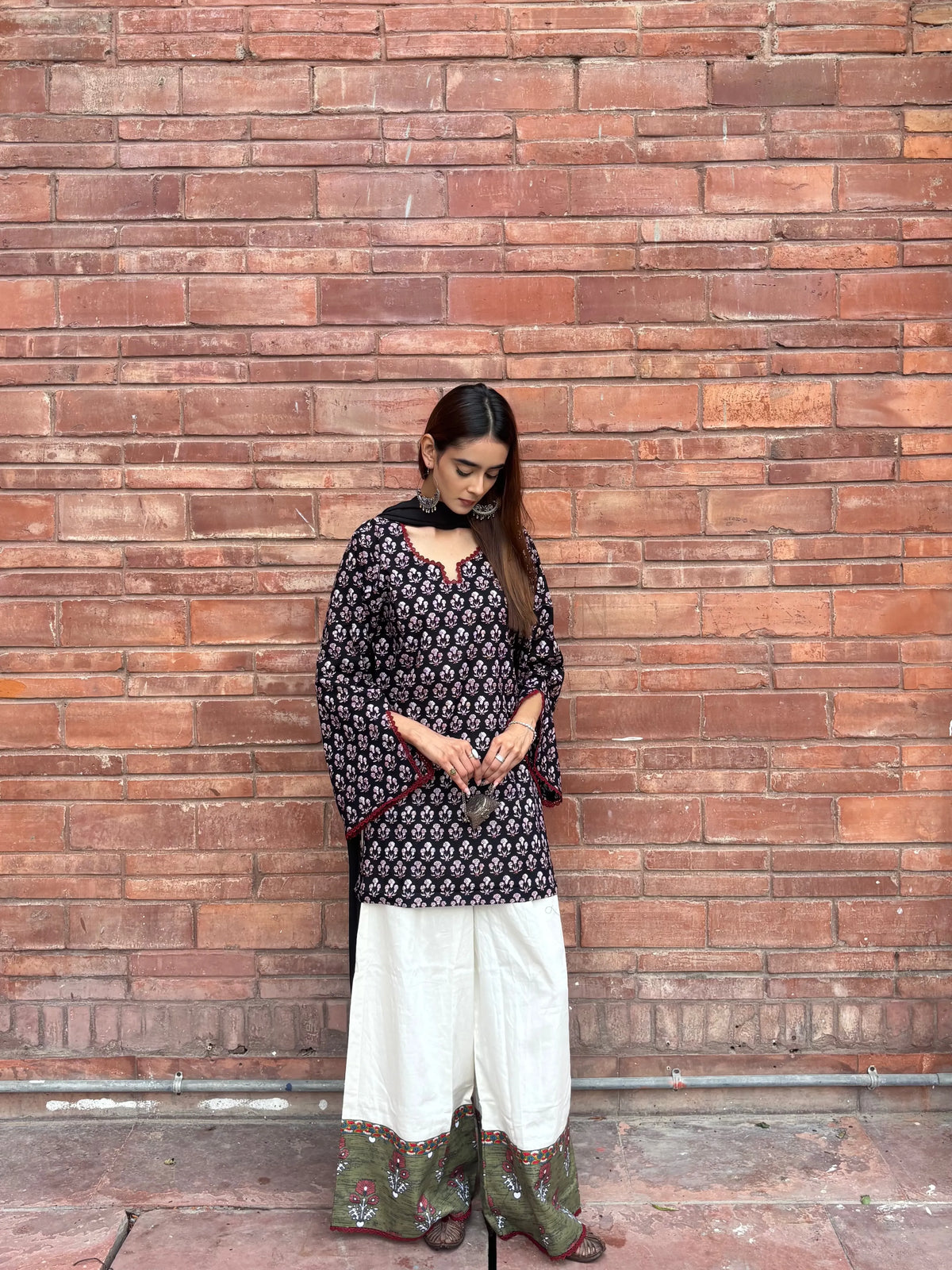 Pyoor's Noori Cotton Block Printed Set, cotton kurta paired with flared palazzo