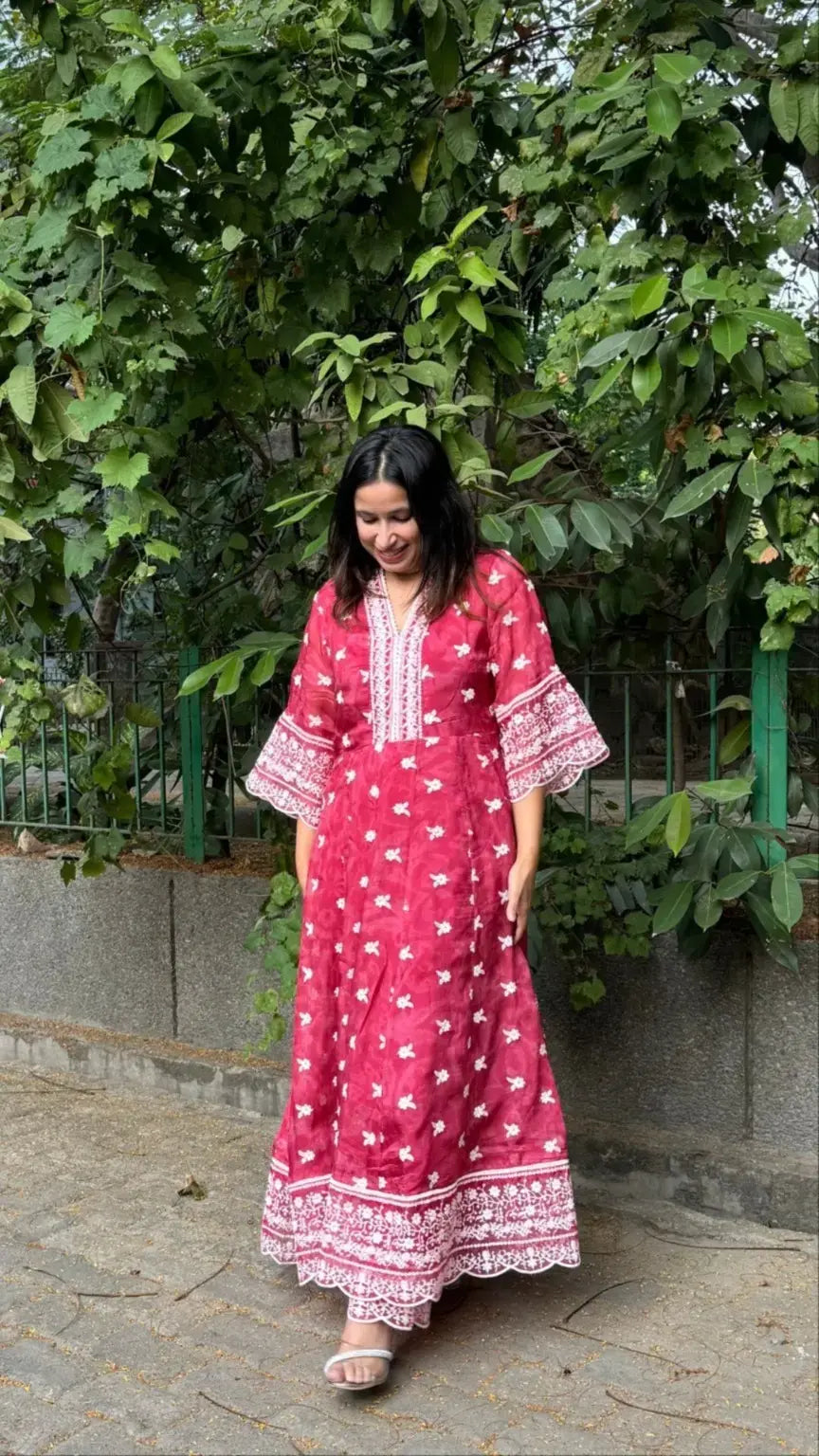 Pakeeza Organza Suit Set of 3 - RED from Pyoor styled with embroidered organza shirt and matching set