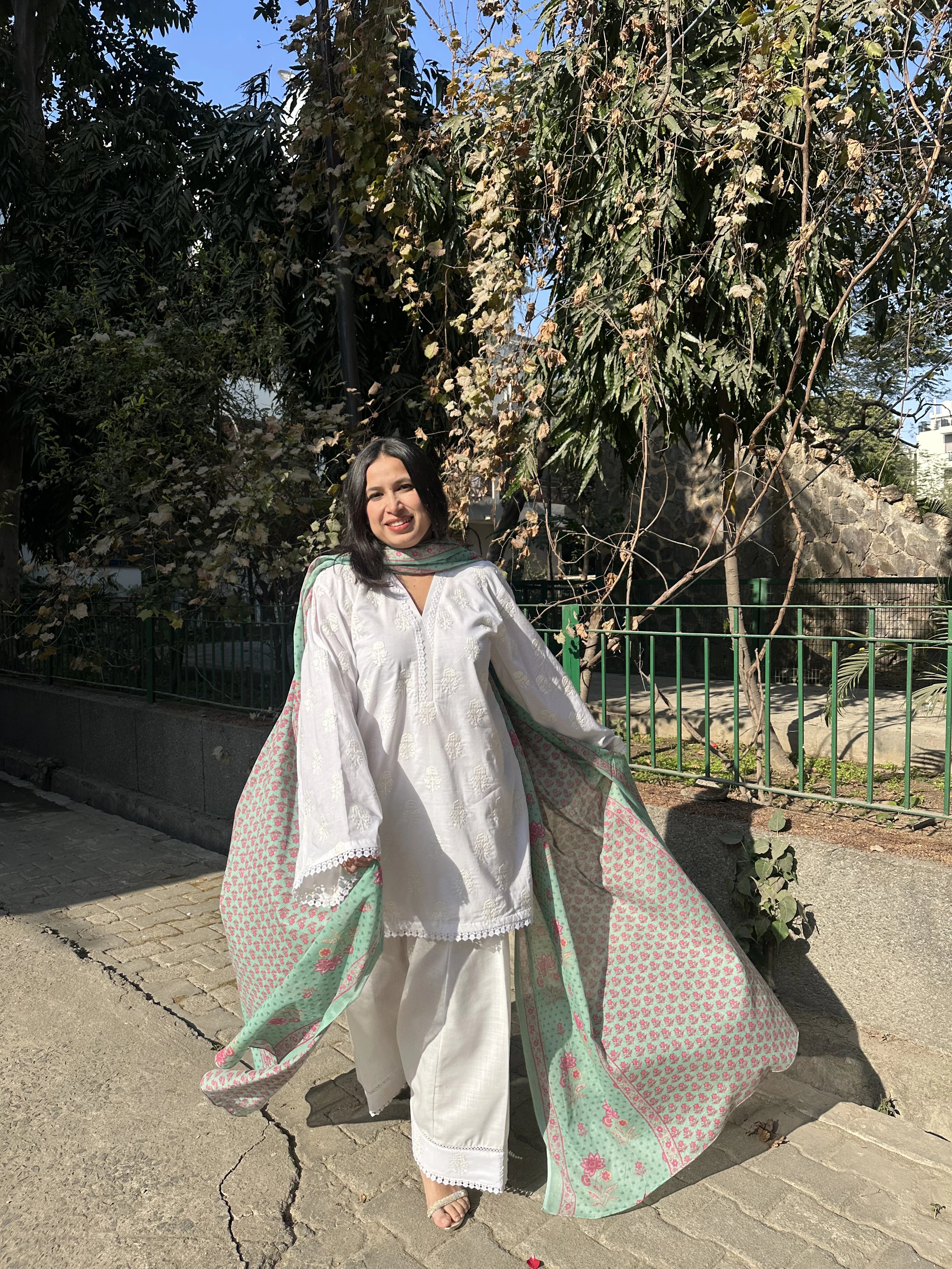 Parizaad Embroidered White Set by Pyoor highlighting soft cotton and graceful fit