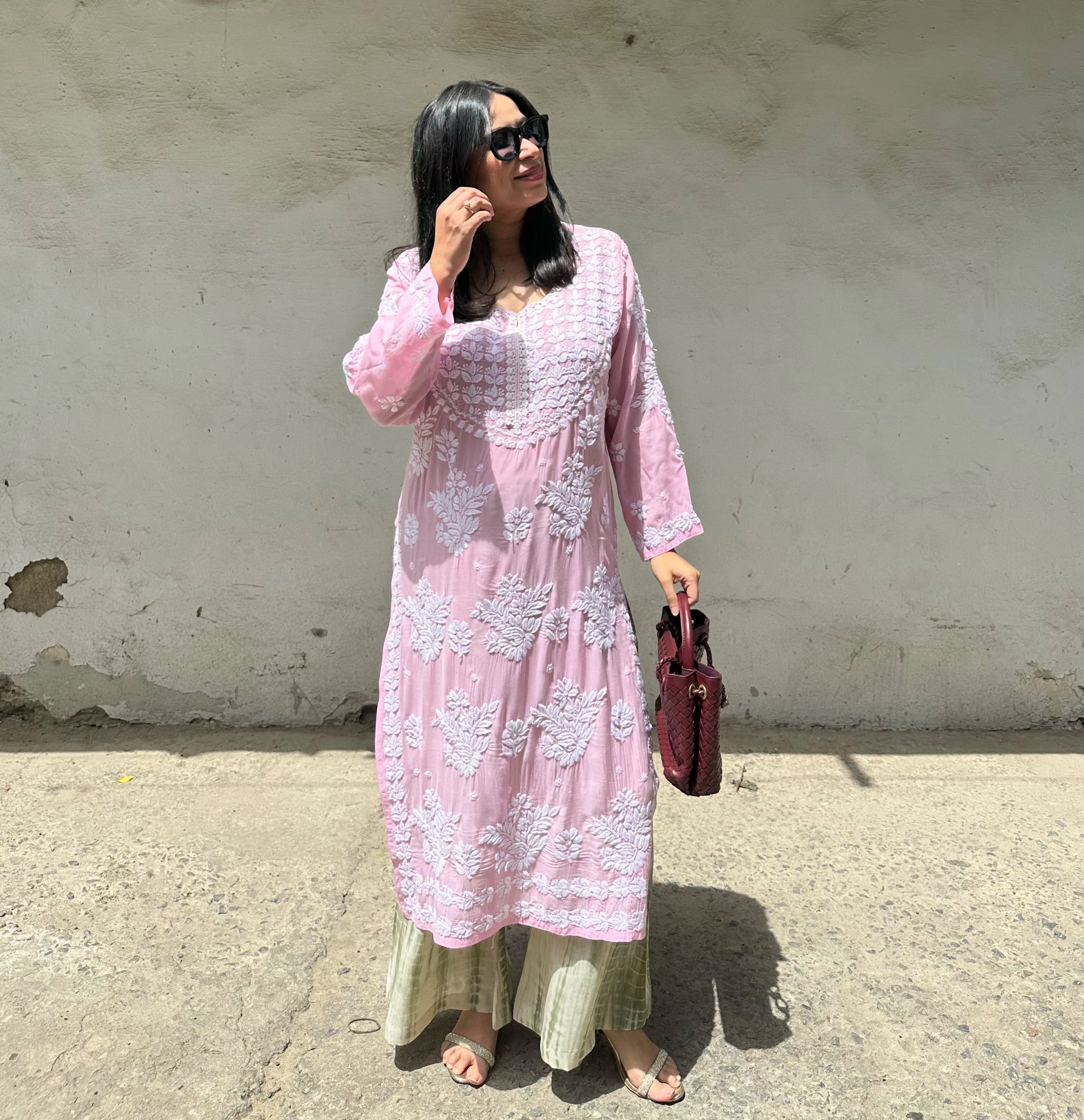 Pink Chikankari Co-ord by Pyoor showcasing delicate chikankari work and relaxed comfort