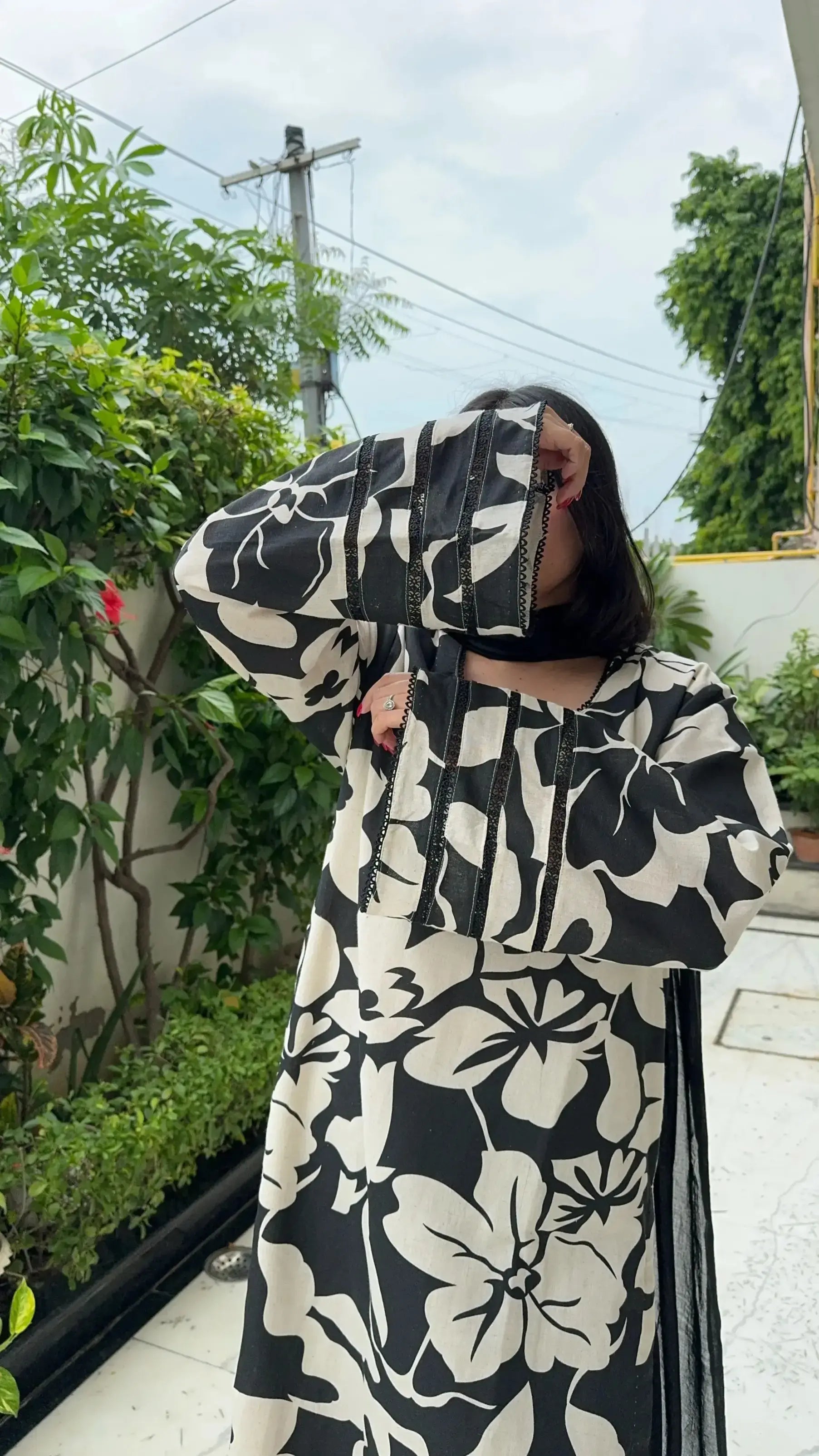 Elegant Pyoor Raat ki Rani Suit Set in oversized fit with floral design and soft dupatta