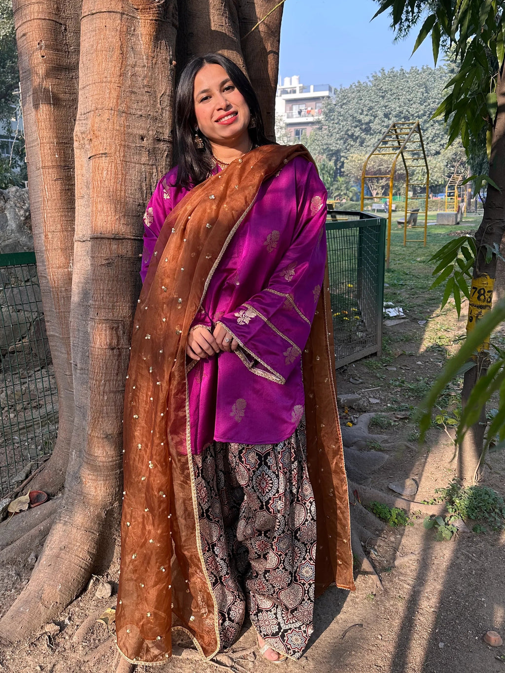 Rania Mashru Silk Set Pyoor wedding festive outfit in soft flowy mashru silk