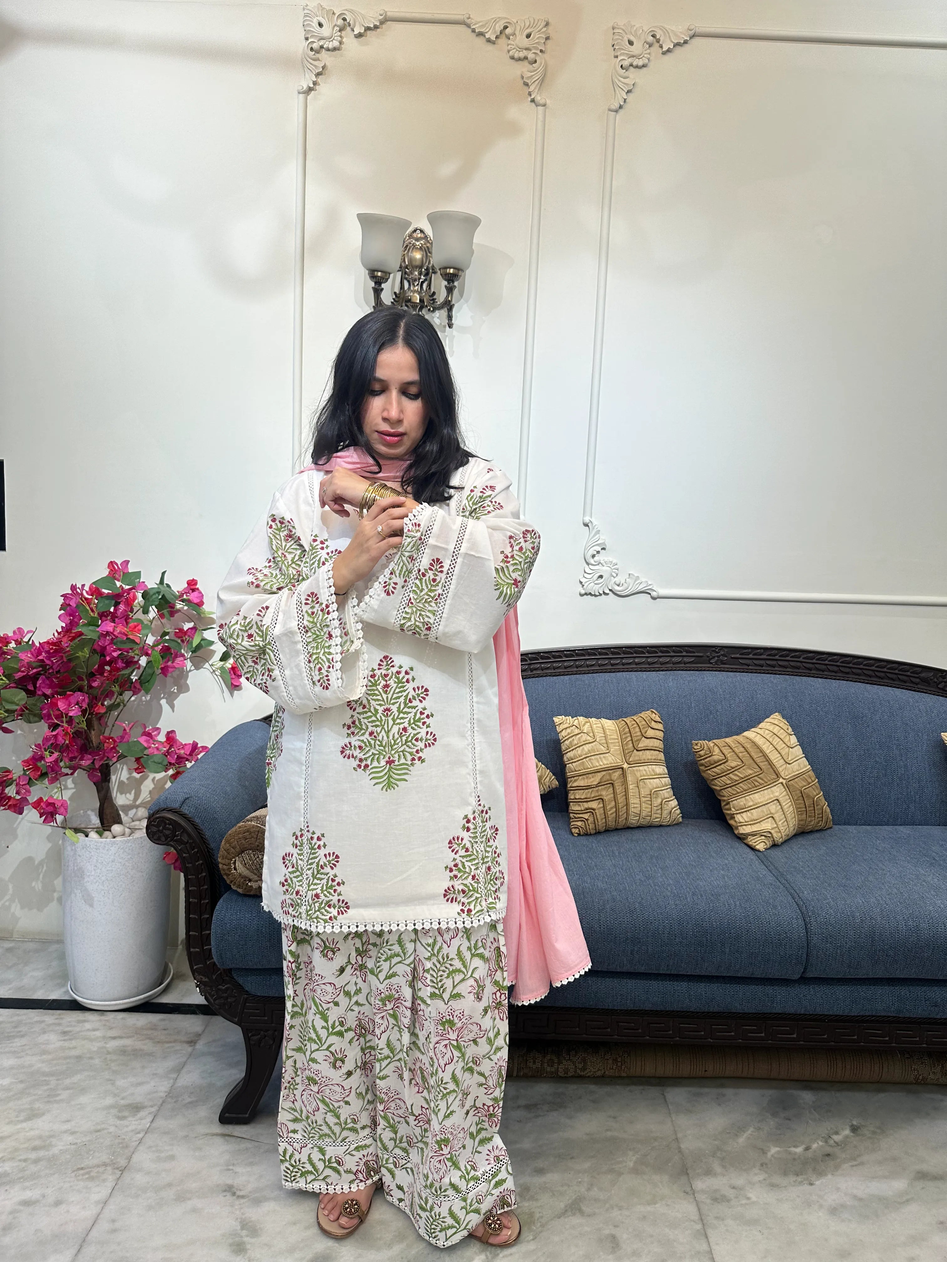 Rumi Block Print Farshi Set by Pyoor cotton outfit with soft texture and mulmul dupatta