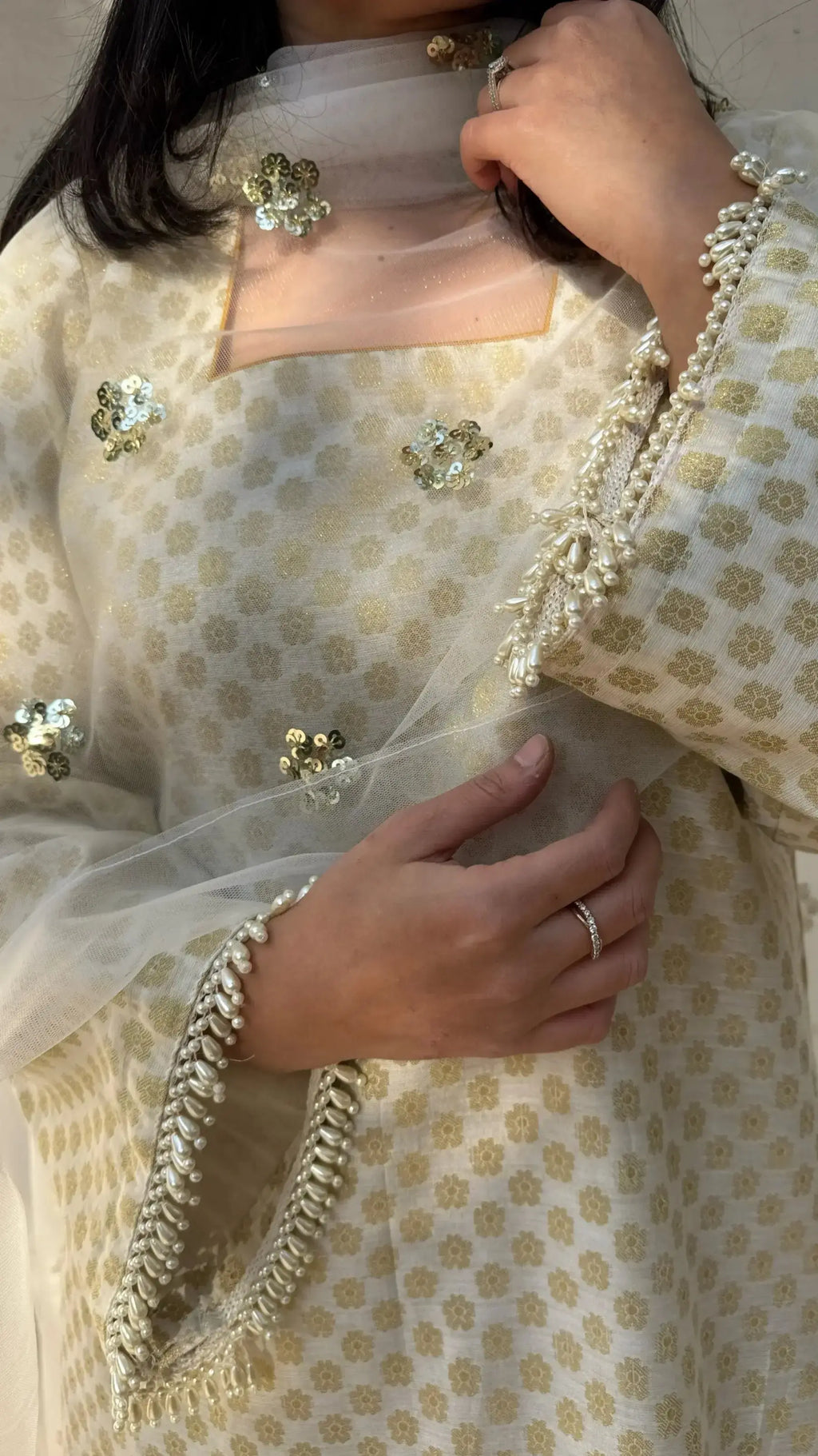 SARSO SET in Chanderi Farshi Salwar Suit by Pyoor with booti work chanderi suit fabric