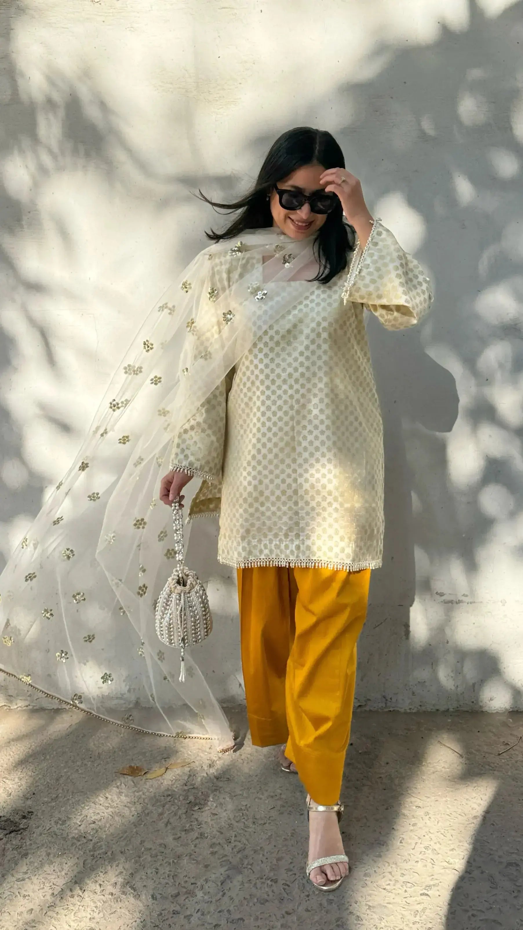 Elegant SARSO SET in Chanderi Farshi Salwar Suit by Pyoor crafted from fine chanderi suit