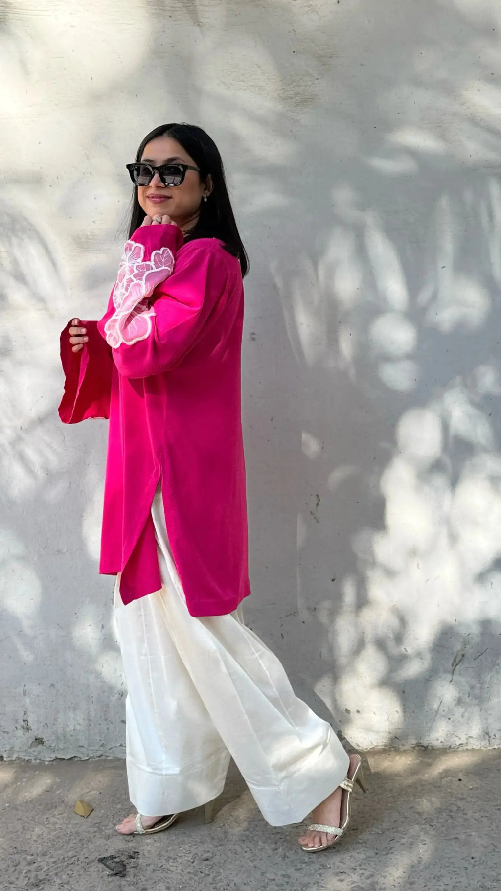 Pyoor Solids Gulabi Farshi Salwar Suit Set with embroidery and relaxed oversized fit