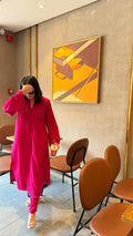 SOLIDS Kurta Co-ord Set in Magenta Pink by Pyoor, soft cotton oversized summer fit
