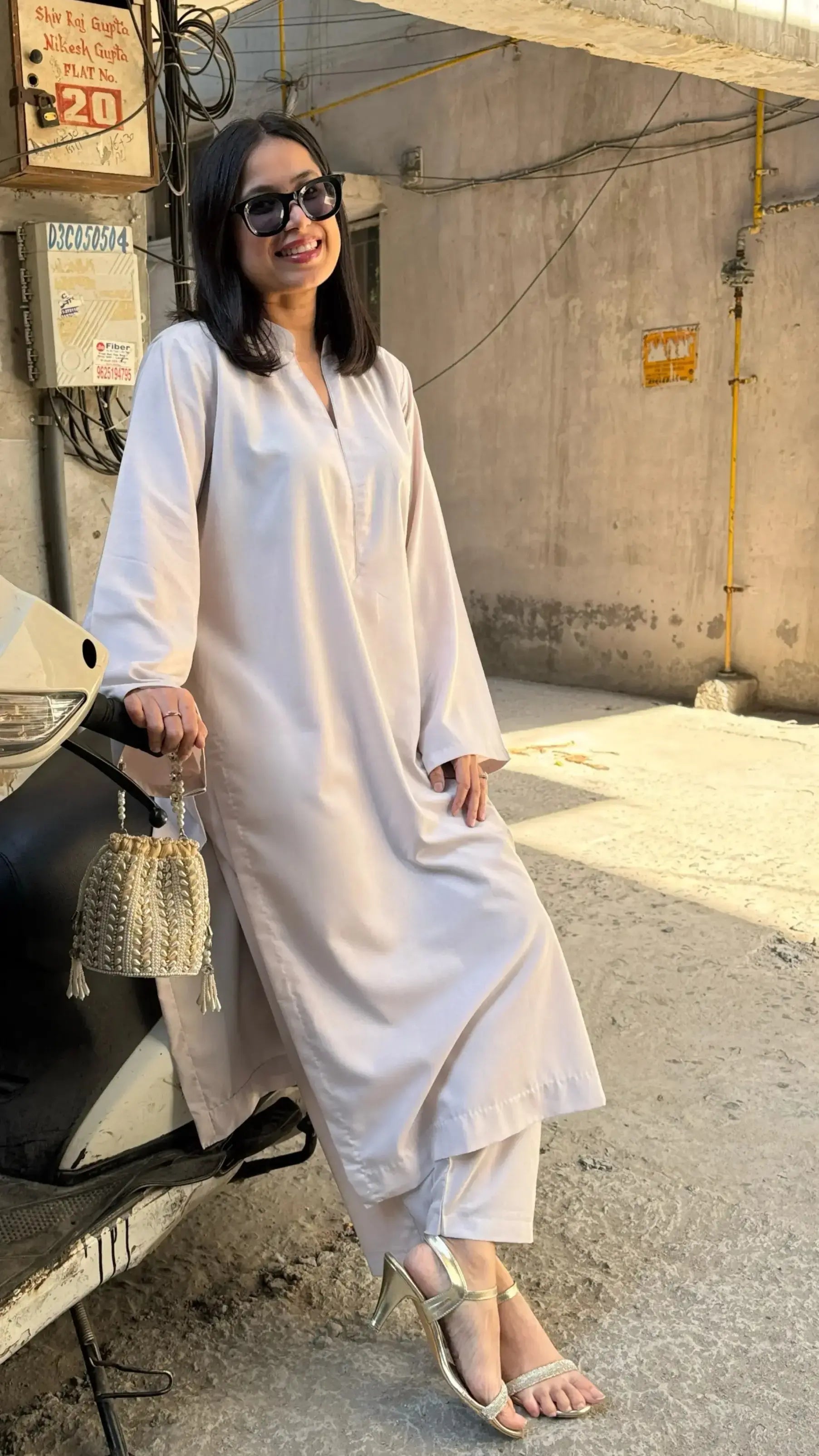 Pyoor SOLIDS Kurta Co-ord set in Ivory Beige Oversized fit crafted in airy lightweight cotton