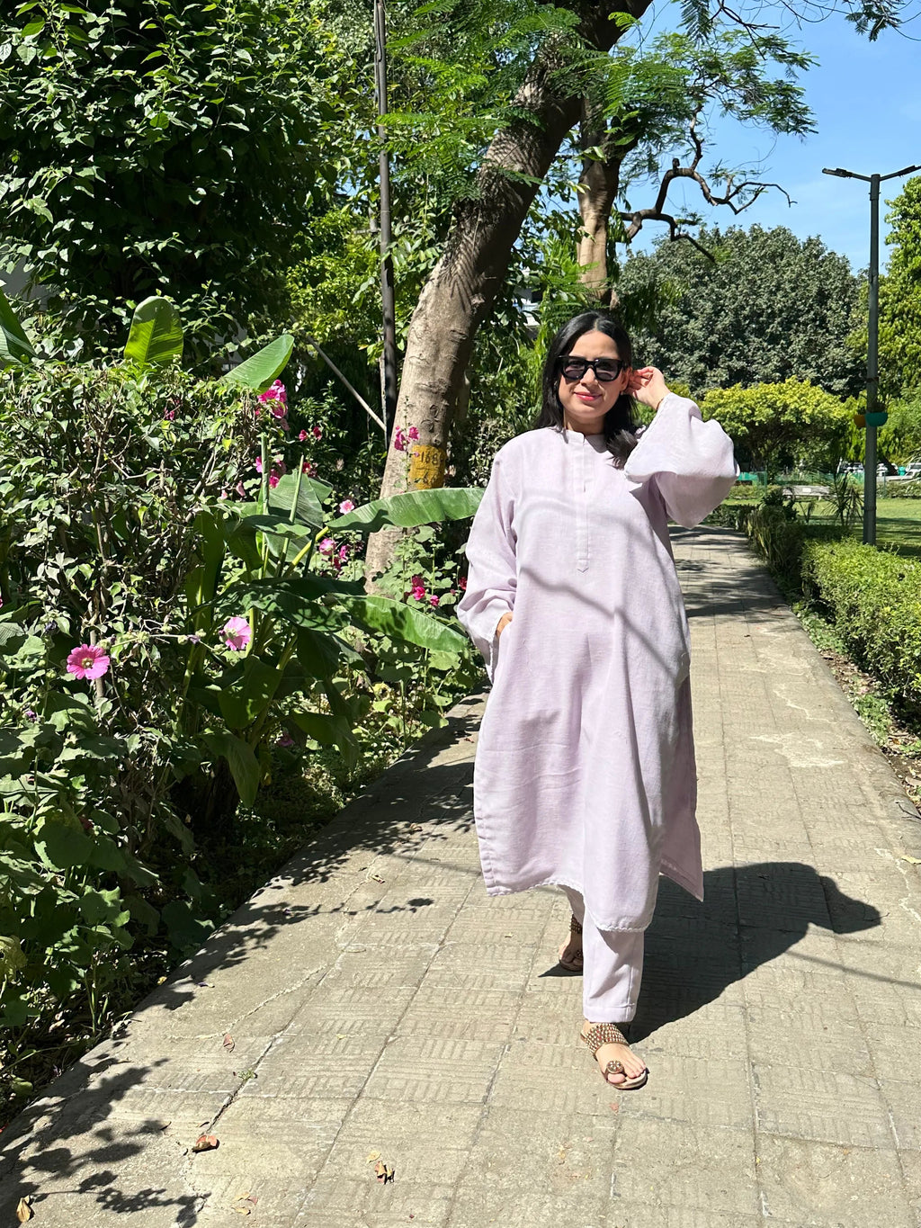 Solids Lavender Mist LINEN Co-ord Set by Pyoor in soft linen with relaxed oversized fit