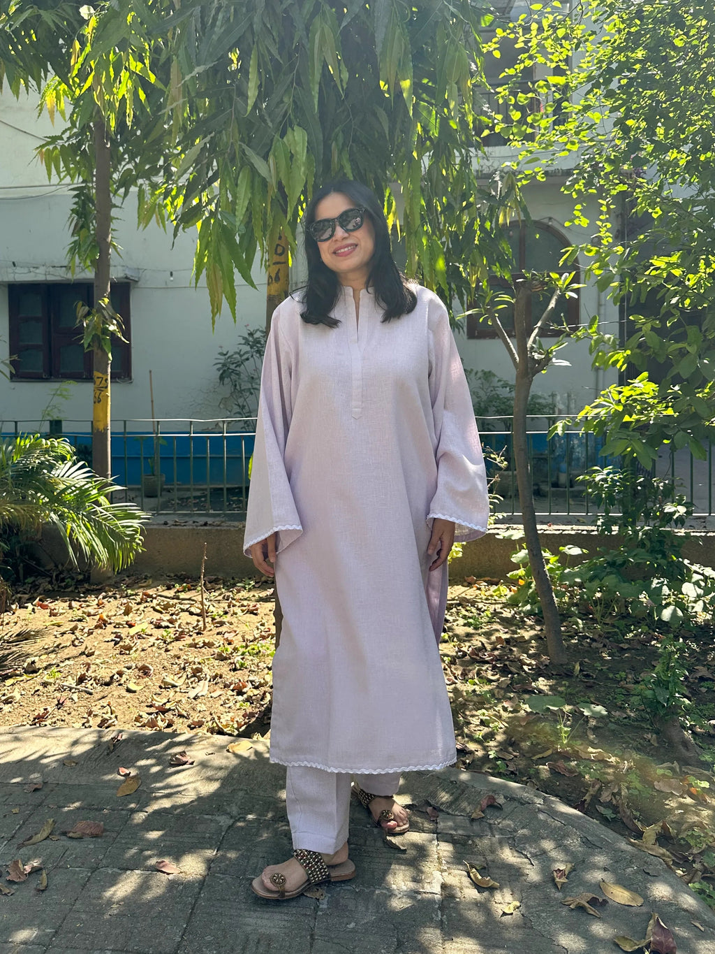 Solids Lavender Mist LINEN Co-ord Set by Pyoor in calm lavender tone and relaxed style