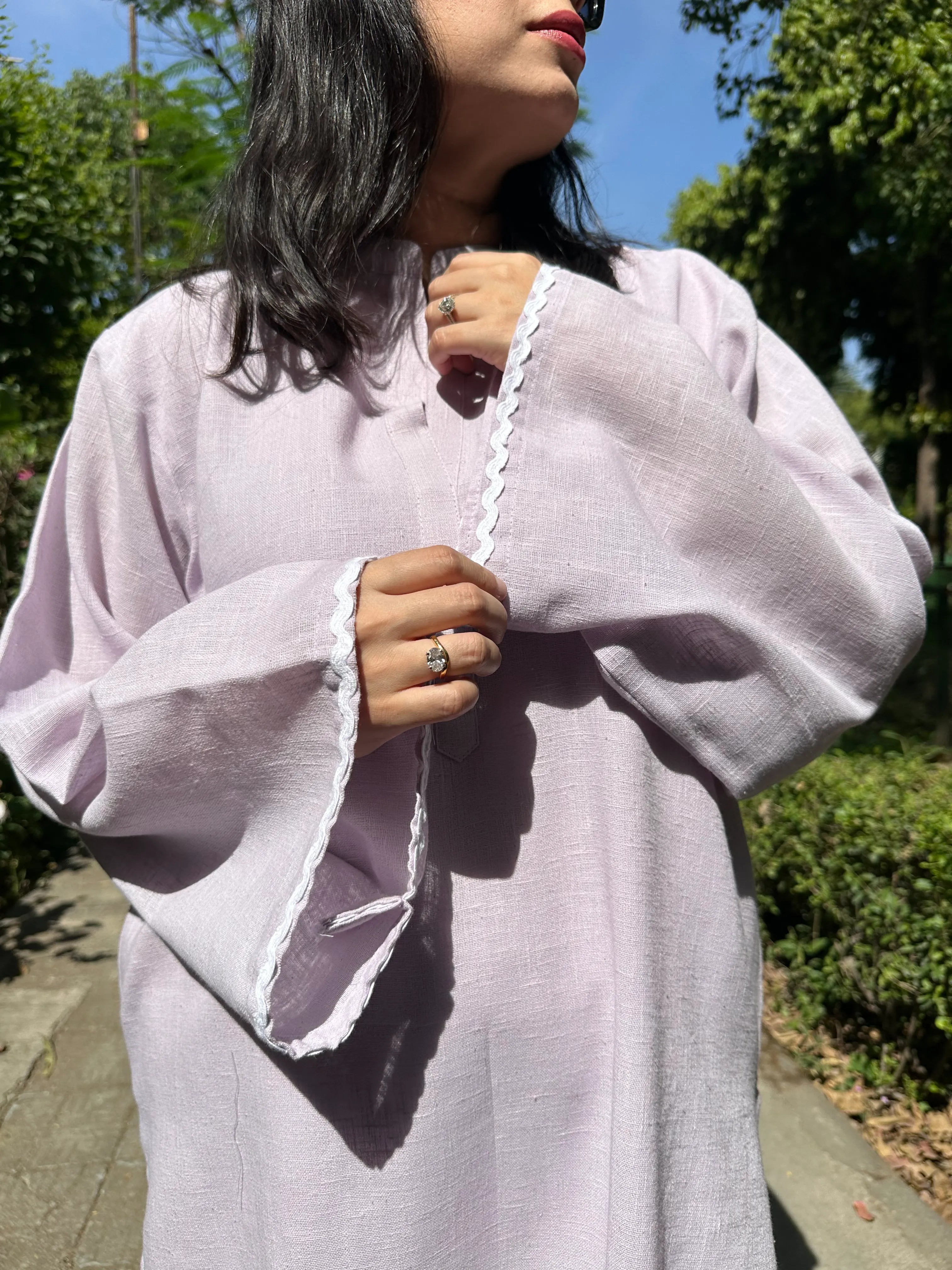 Solids Lavender Mist LINEN Co-ord Set by Pyoor designed for light and easy daily wear