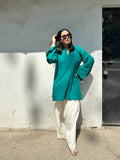 Solids Rama Green Farshi Set by Pyoor in soft cotton with elegant cotton silk salwar