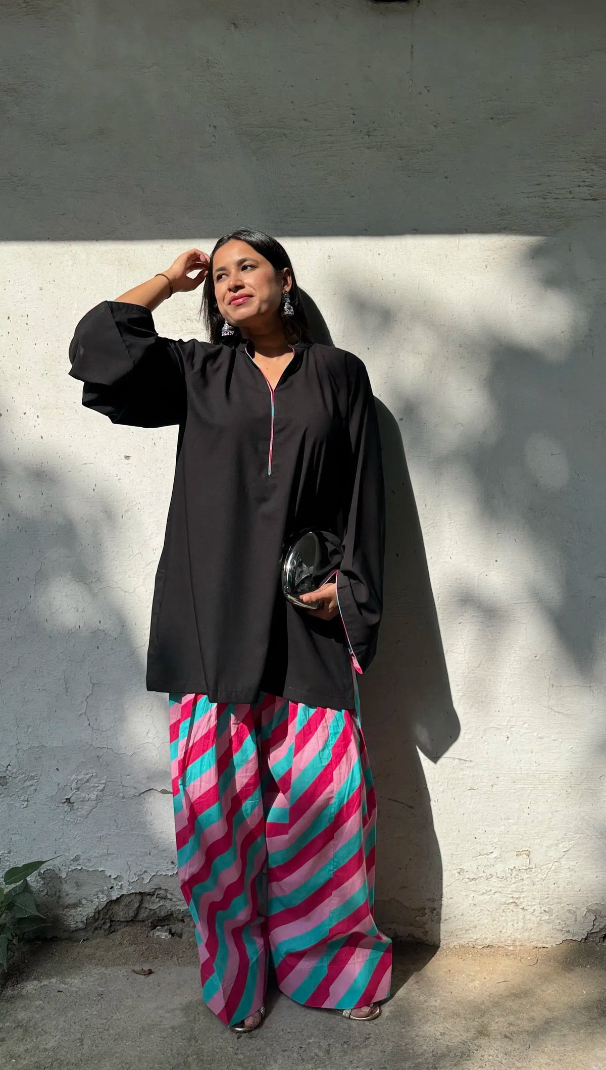 Stripes Farshi Salwar Set from Pyoor crafted in cotton with vibrant striped detailing.