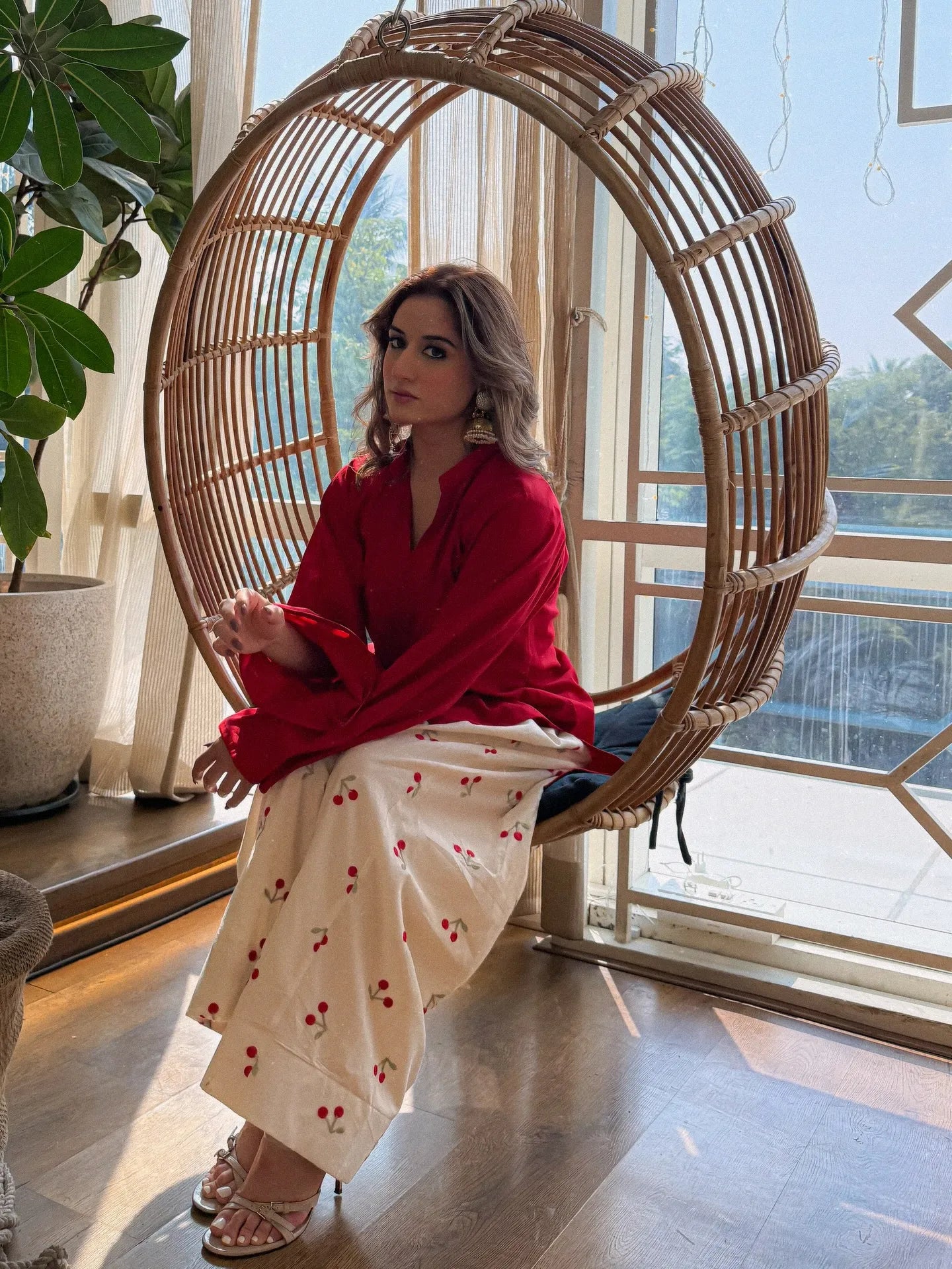 Cherry Embroidered Farshi Salwar Set