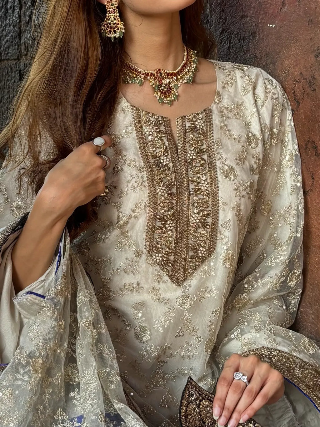 Pyoor Umrao Sharara Set in embroidered net with matching embroidered dupatta