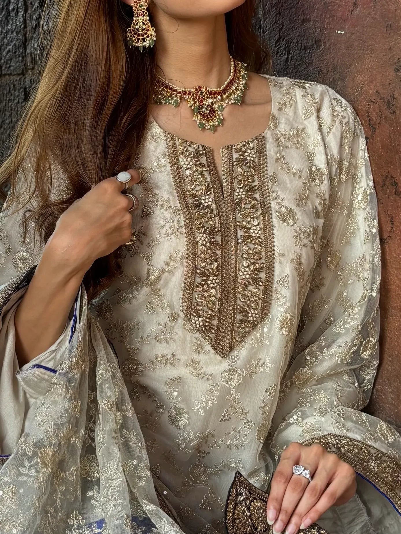Pyoor Umrao Sharara Set in embroidered net with matching embroidered dupatta