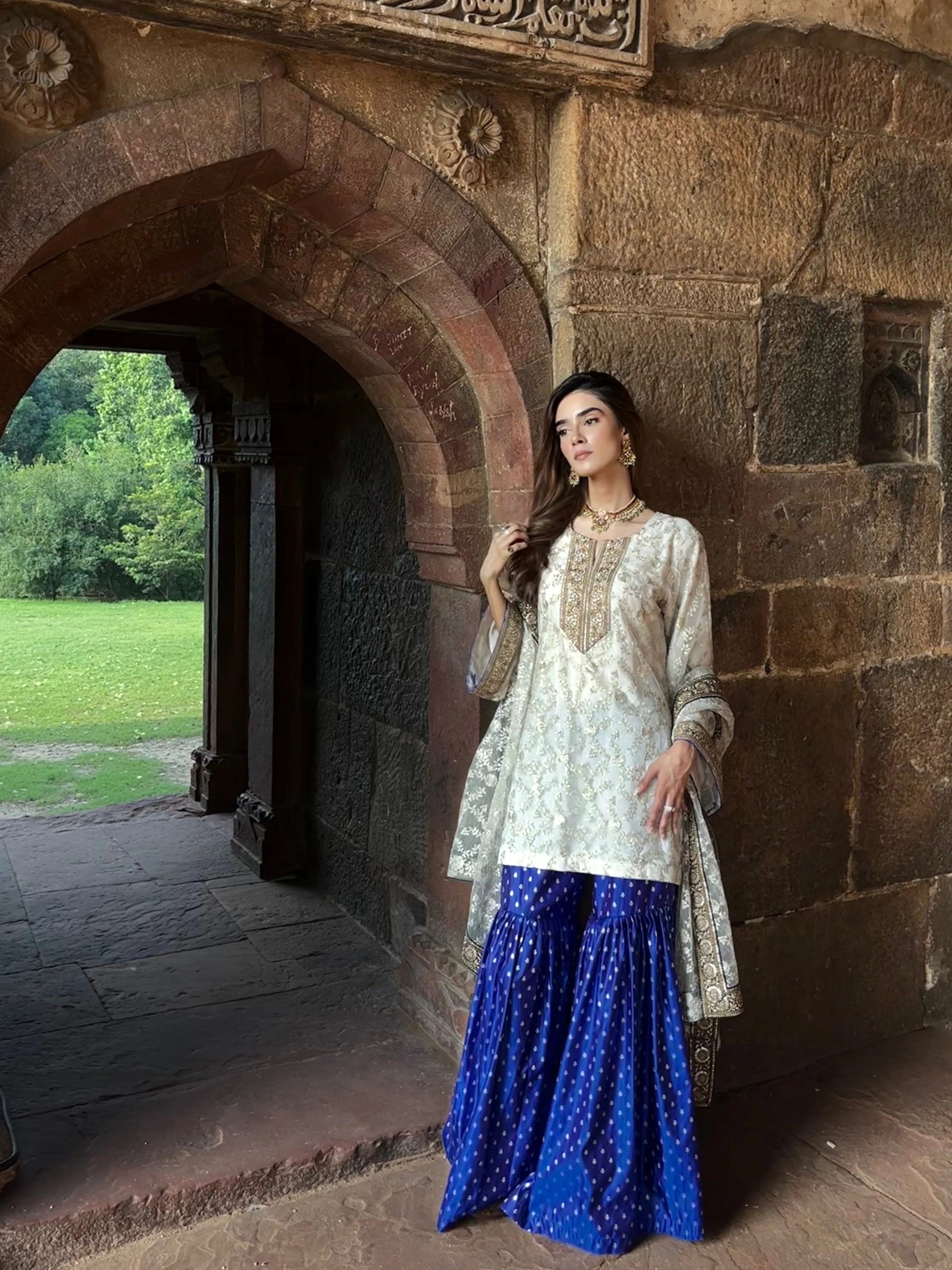 Umrao Sharara Set with fully embroidered net kurta, Pyoor collection