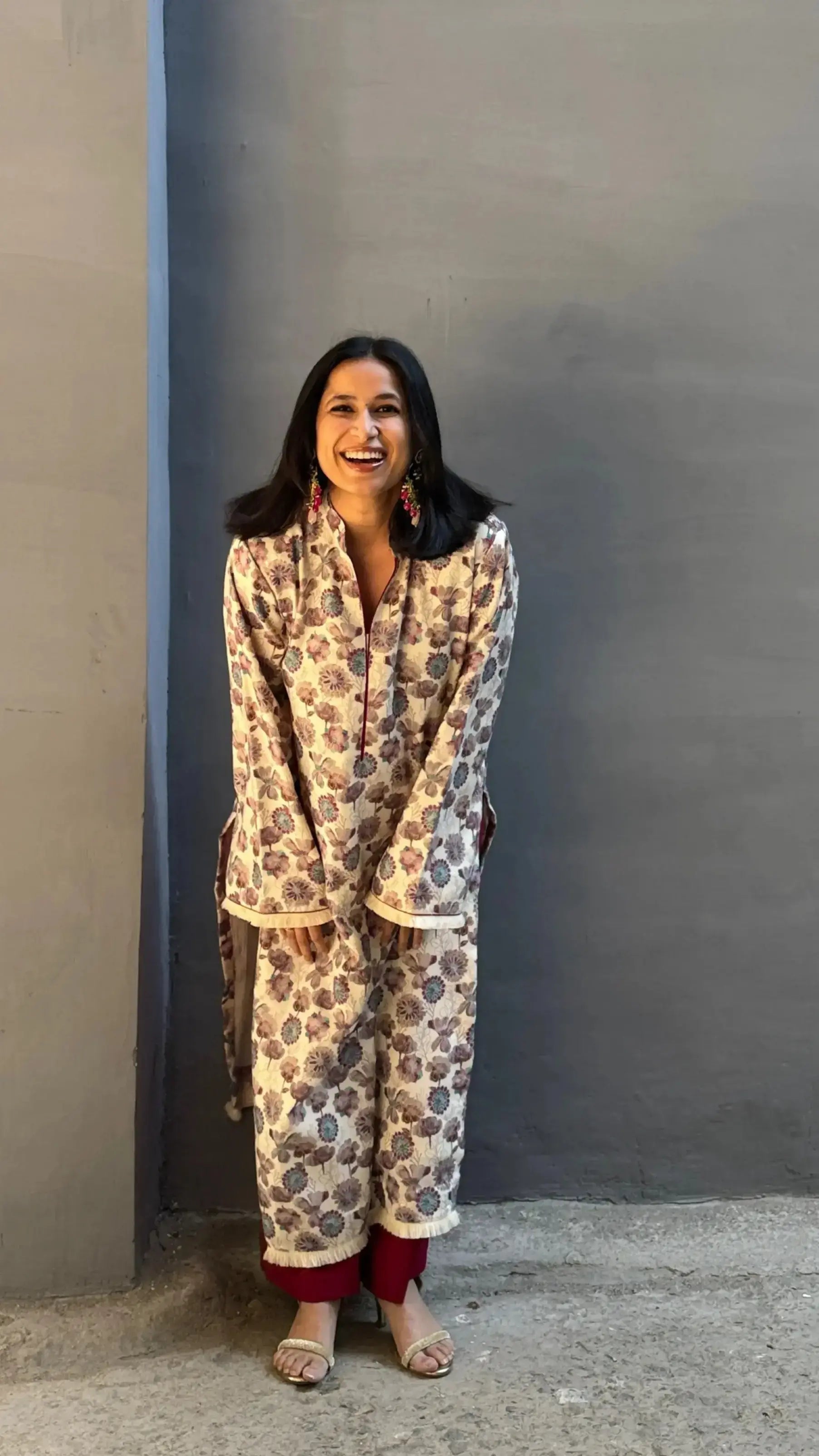 Dhaaga White Suit Set in Winter Spun