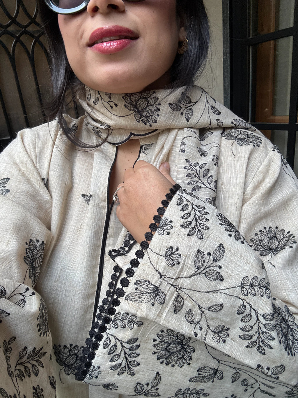 Zora Chanderi Linen Farshi Set Pyoor oversized kurta with cotton farshi salwar