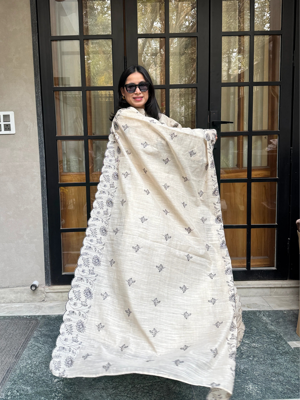 Zora Chanderi Linen Farshi Set Pyoor signature oversized embroidered fit