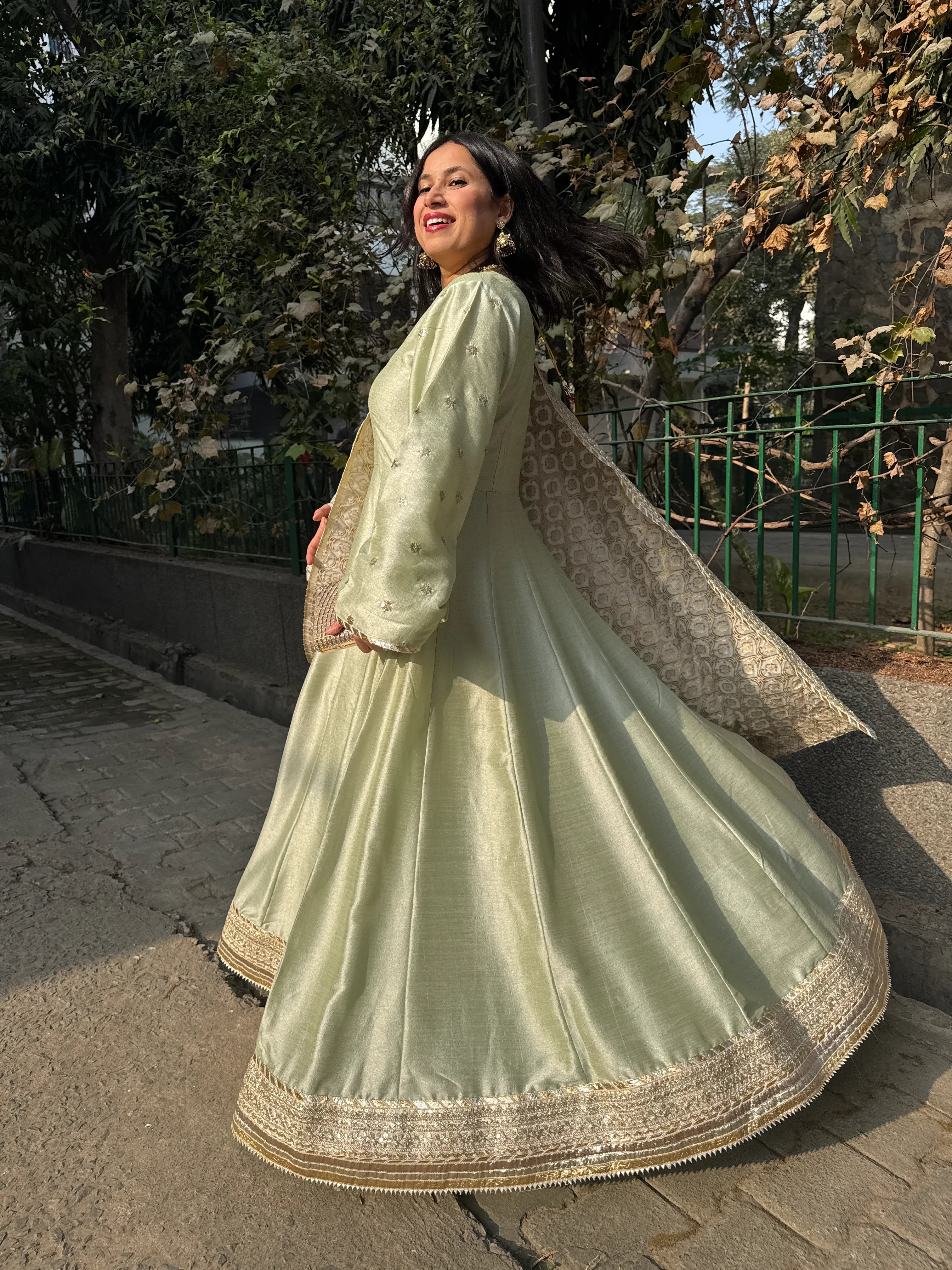 Zoya Anarkali Pishwas by Pyoor in silk with floor length pishwas design