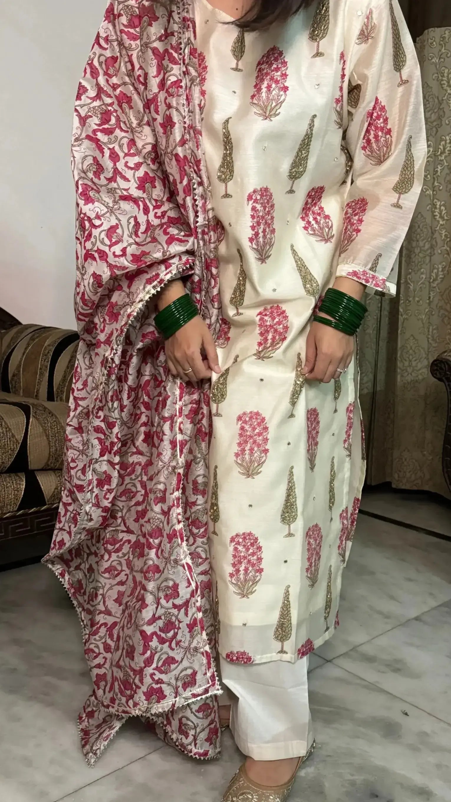 Raani Set in Chanderi with dupatta