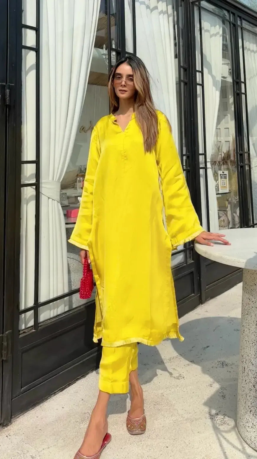 Solids Yellow Co-ord Set in Oversized Fit