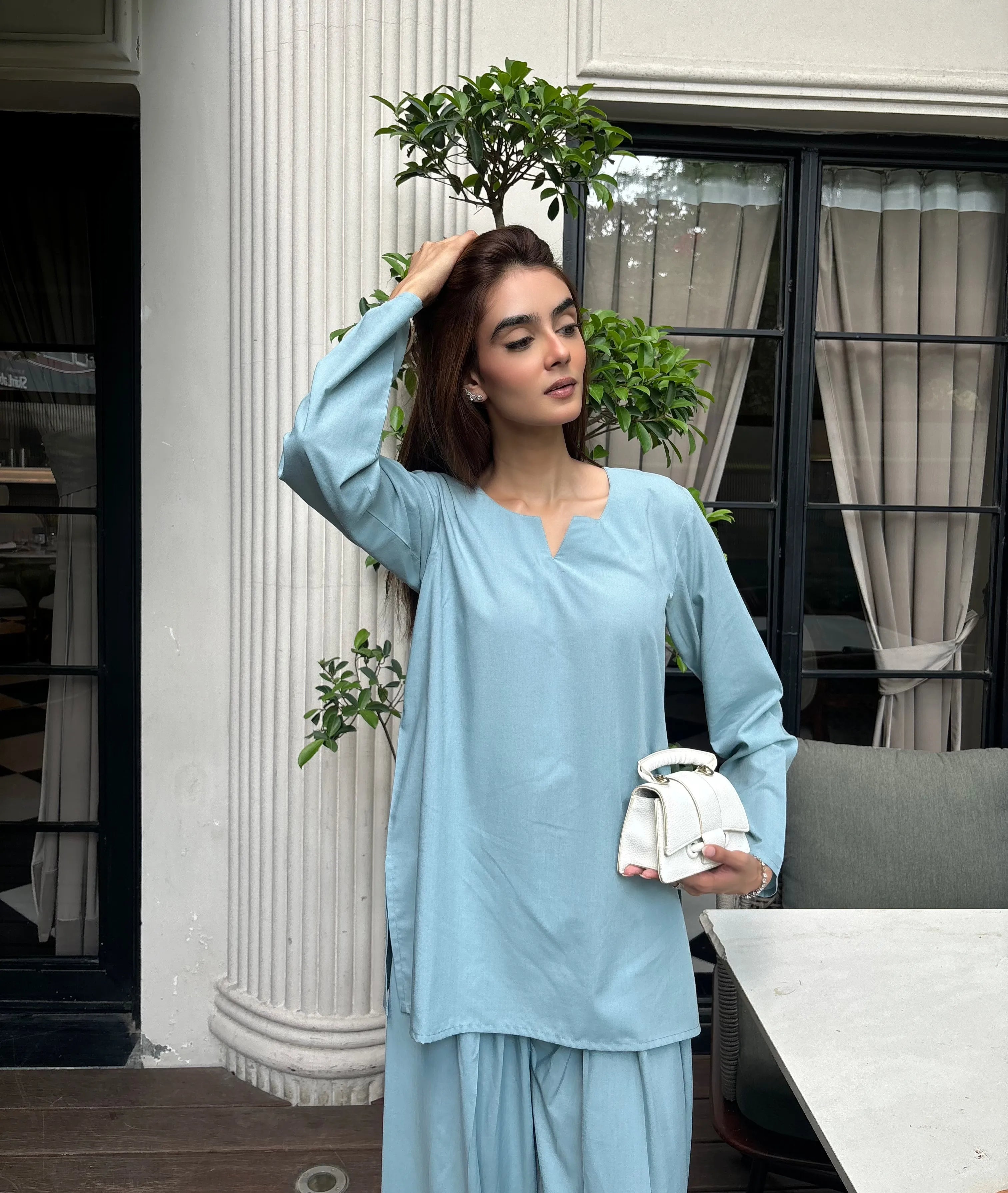 Solids Sky Set by Pyoor with modern oversized fit and soft breathable fabric