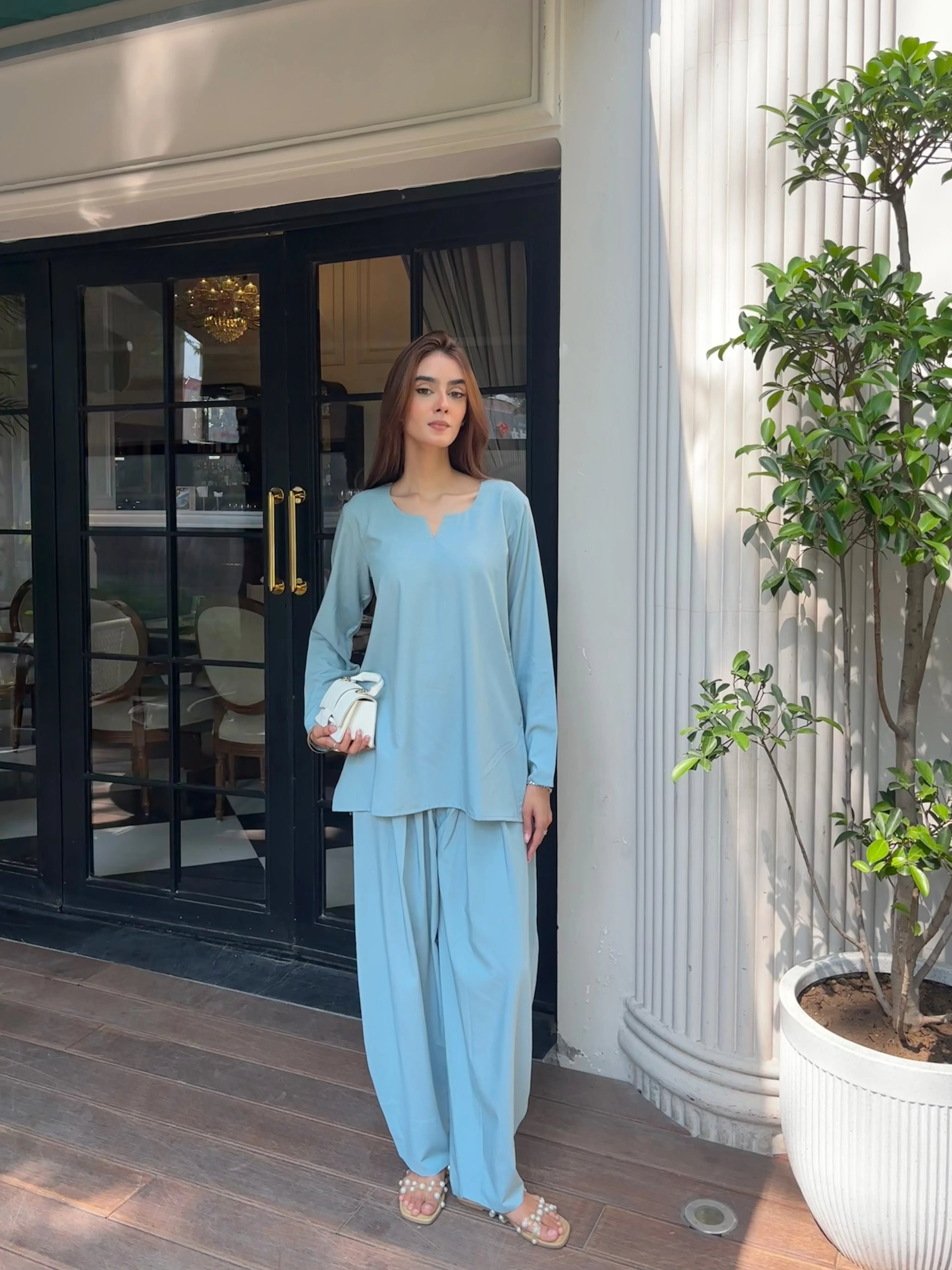 Solids Sky Set by Pyoor in oversized silhouette with breathable cotton comfort