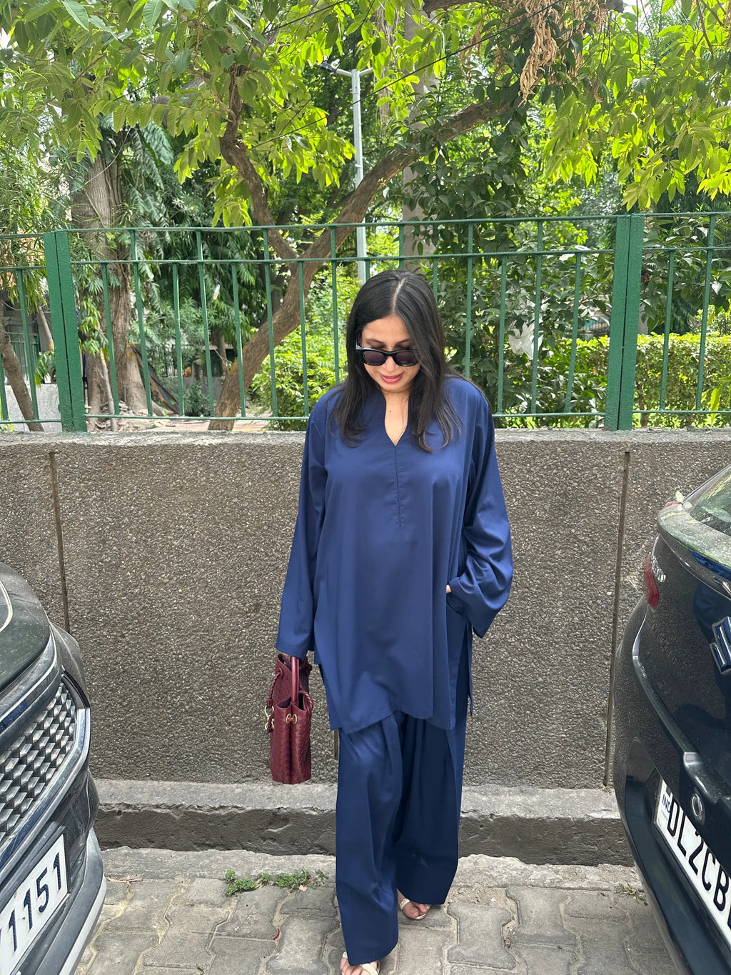 Solids Navy Blue Farshi by Pyoor showcasing an easy and elegant navy blue look