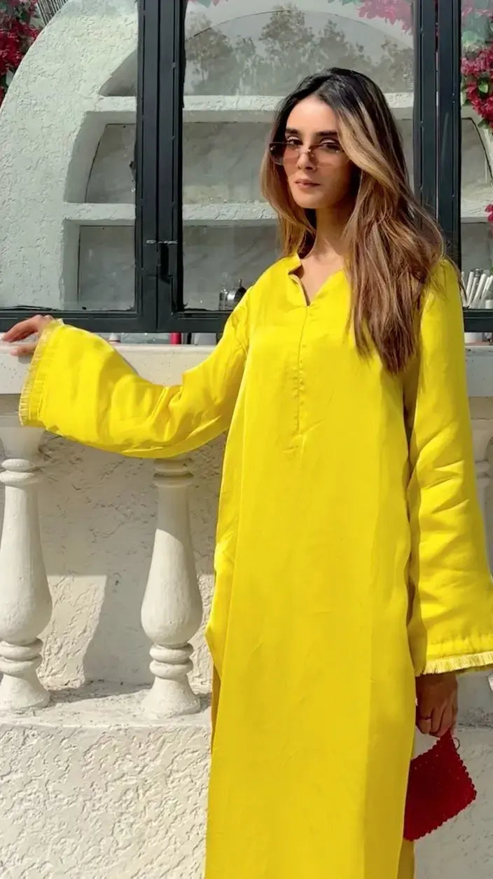 Solids Yellow Co-ord Set in Oversized Fit